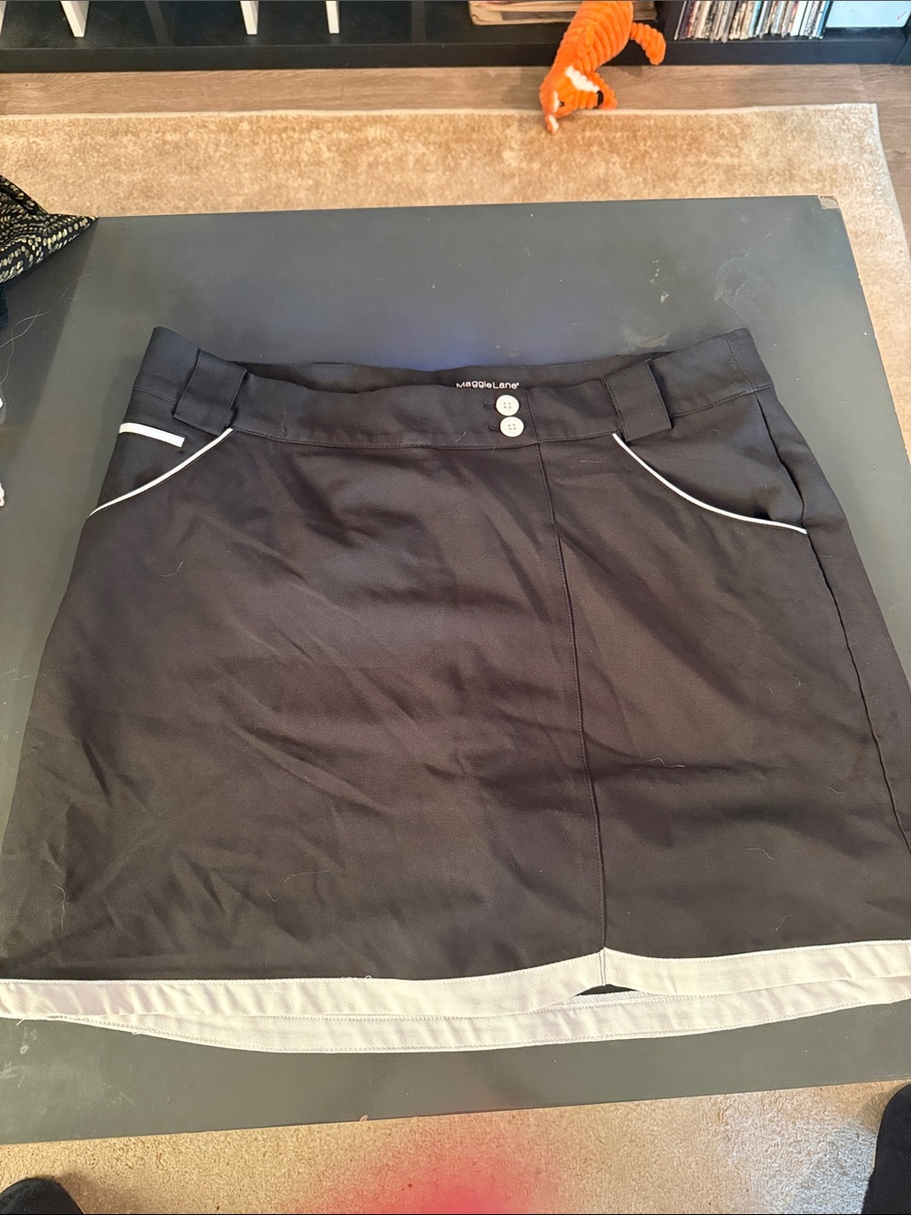 Black Mini Skort with White Contrast Trim